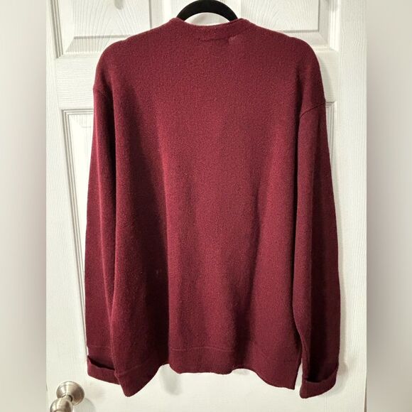 Vintage 90s Cypress Links Cardigan Sweater Wine Burgundy Acrylic Button Front XL - Picture 6 of 7